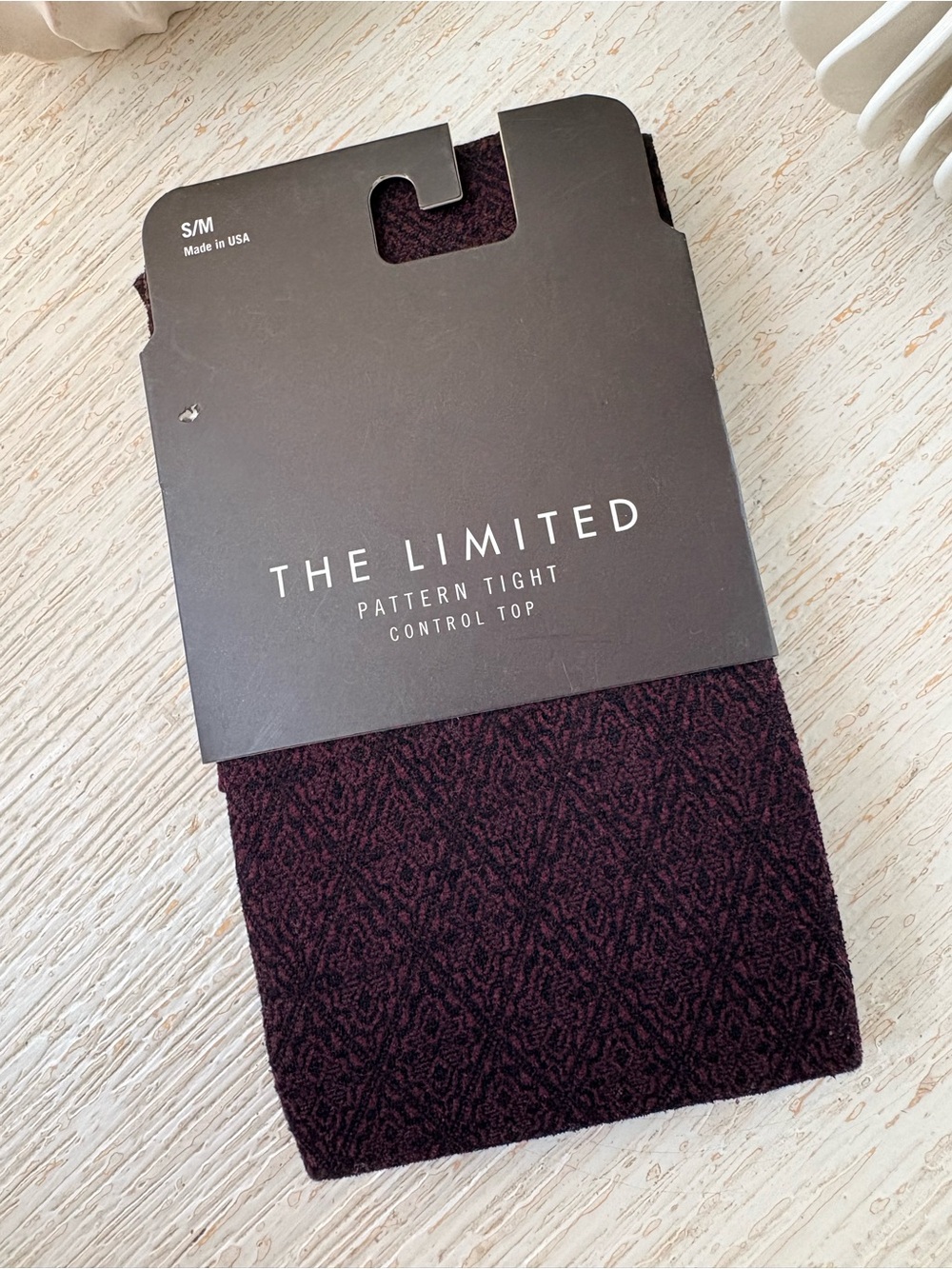 NWT The Limited Burgundy Patterned Tights Size S/M